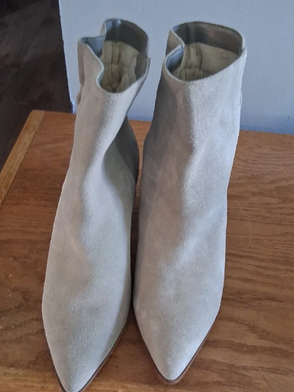 Sole Society Taupe Suede Pointed-Toe Ankle Booties